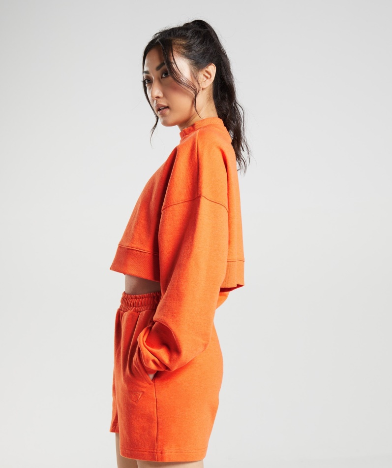 Gymshark Hviledag Svette Beskåret Genser Blaze Oransje Mergel