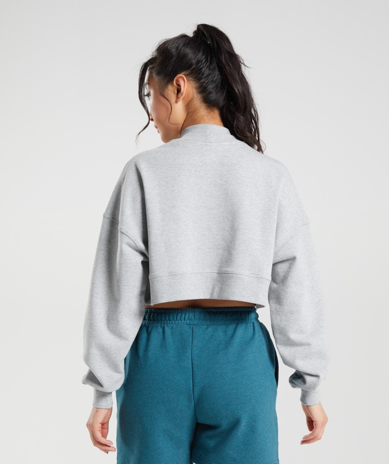 Gymshark Hviledag Svette Beskåret Genser Lys Grå Kjernemergel