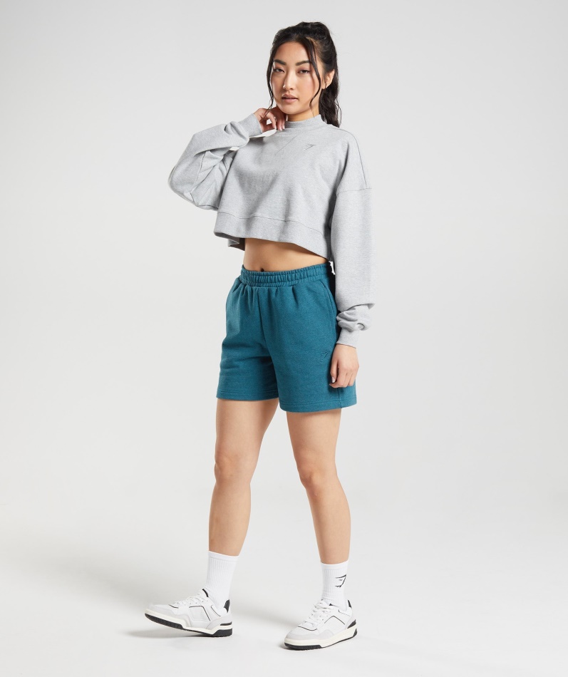 Gymshark Hviledag Svette Beskåret Genser Lys Grå Kjernemergel