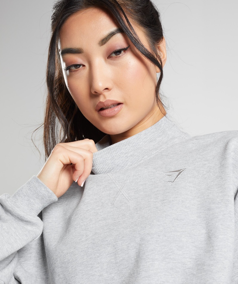 Gymshark Hviledag Svette Beskåret Genser Lys Grå Kjernemergel