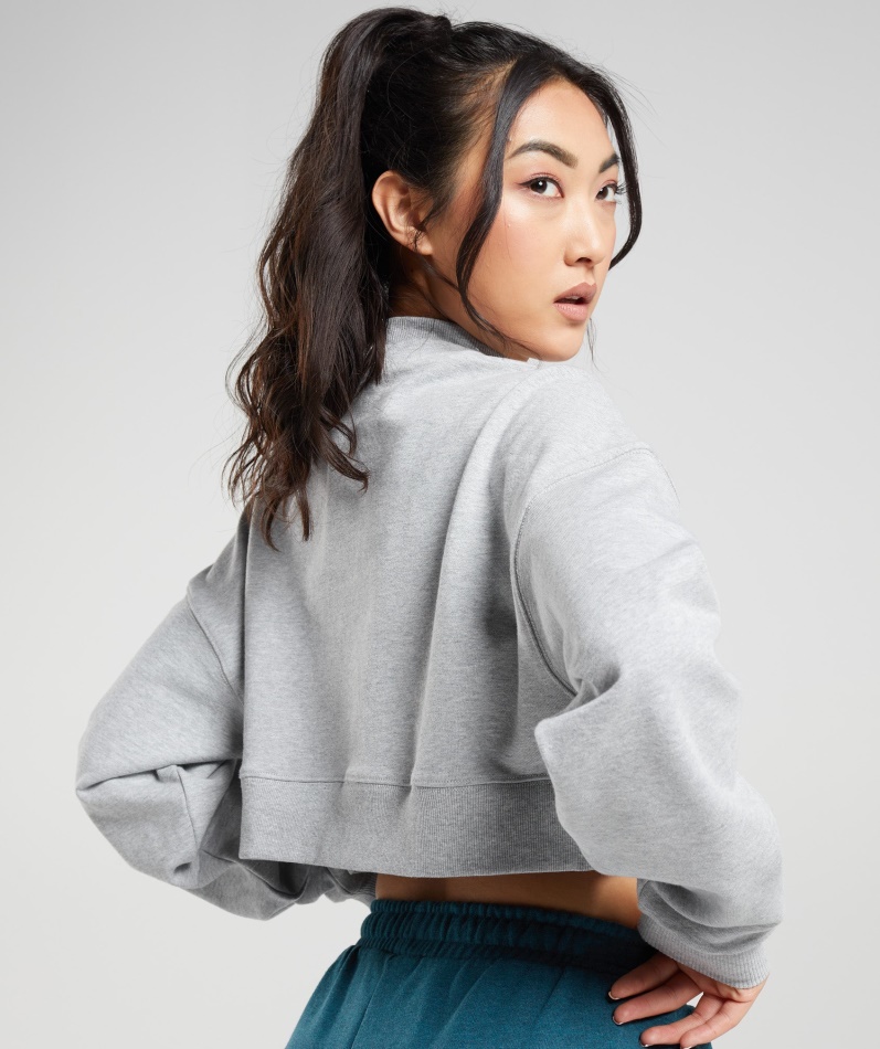 Gymshark Hviledag Svette Beskåret Genser Lys Grå Kjernemergel