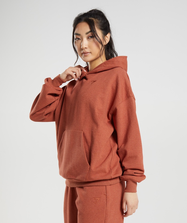 Gymshark Hviledag Svette Hettegenser Kanelbrun Mergel