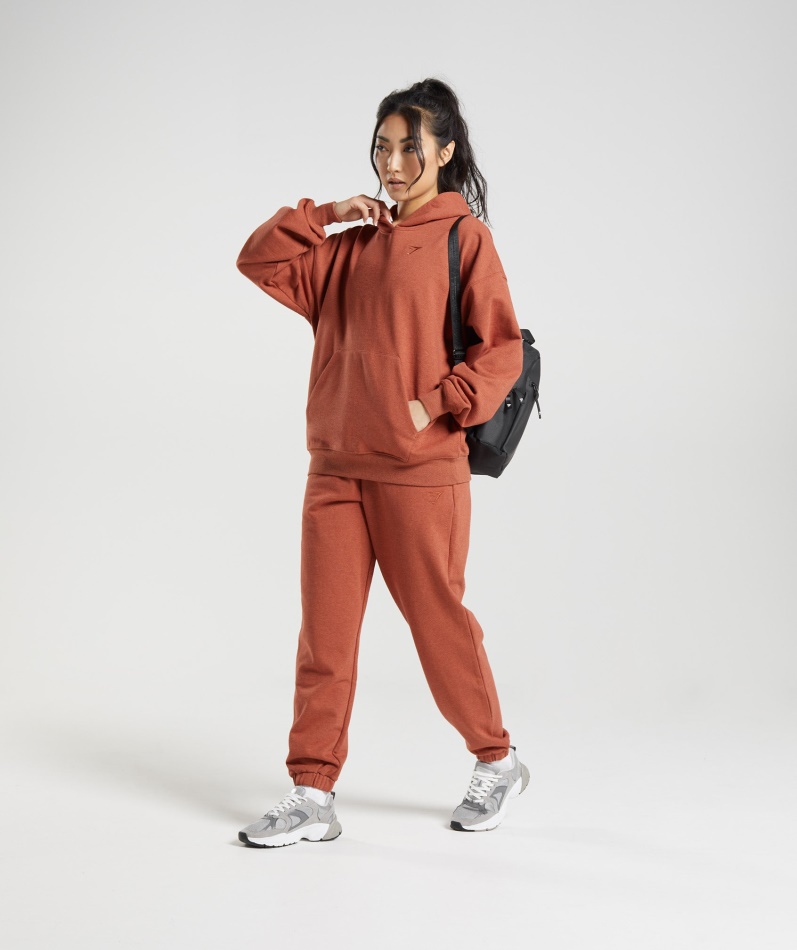 Gymshark Hviledag Svette Hettegenser Kanelbrun Mergel