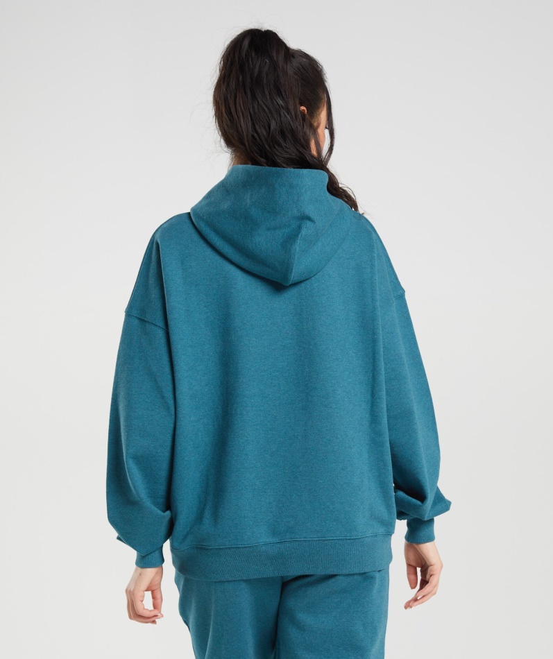 Gymshark Hviledag Svette Hettegenser Stål Blå Mergel