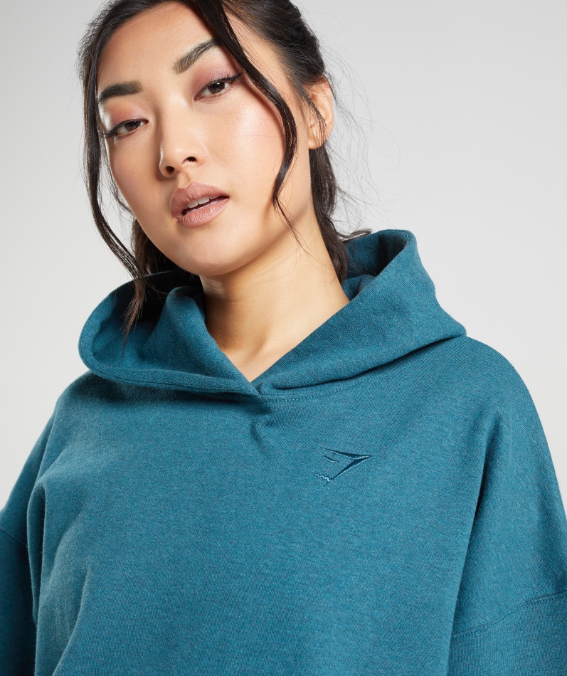 Gymshark Hviledag Svette Hettegenser Stål Blå Mergel