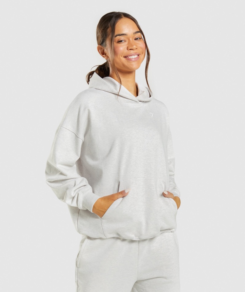 Gymshark Hviledag Svette Hettegenser Hvit Mergel