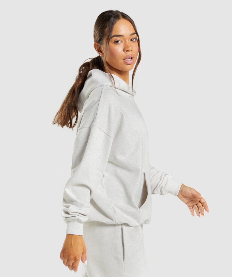 Gymshark Hviledag Svette Hettegenser Hvit Mergel
