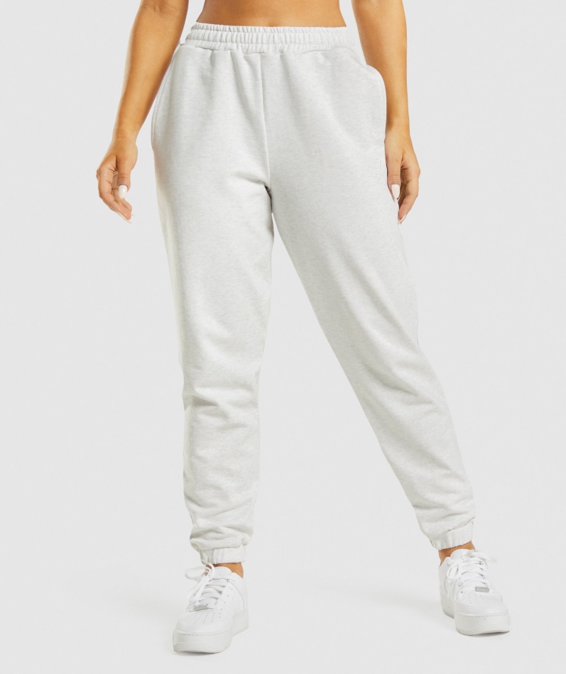 Gymshark Hviledag Svette Joggere Hvit Mergel