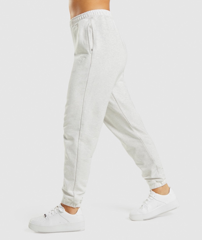 Gymshark Hviledag Svette Joggere Hvit Mergel