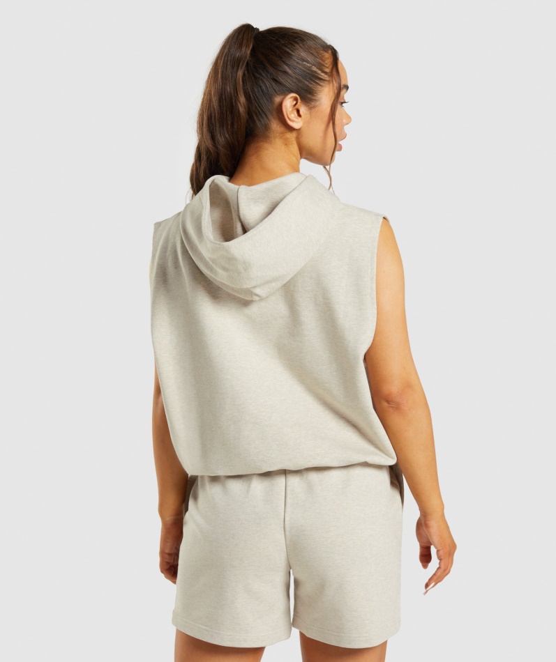 Gymshark Hviledag Svette Ermeløs Hettegenser Sand Mergel