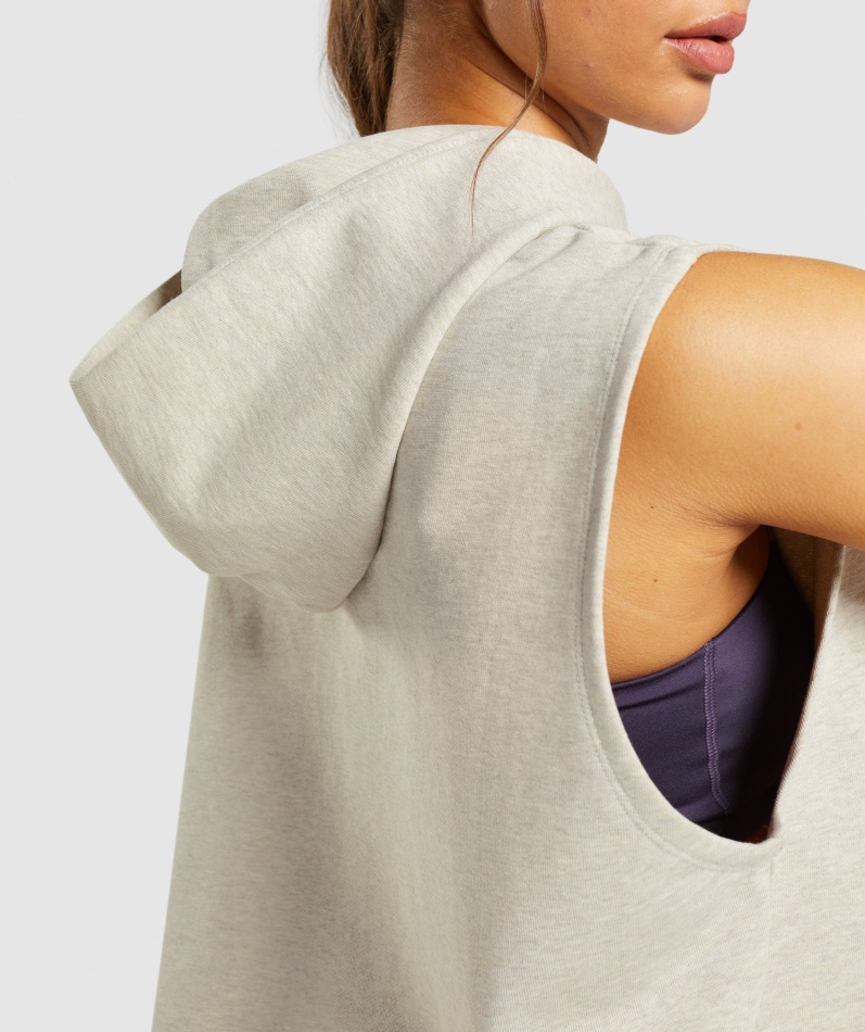 Gymshark Hviledag Svette Ermeløs Hettegenser Sand Mergel