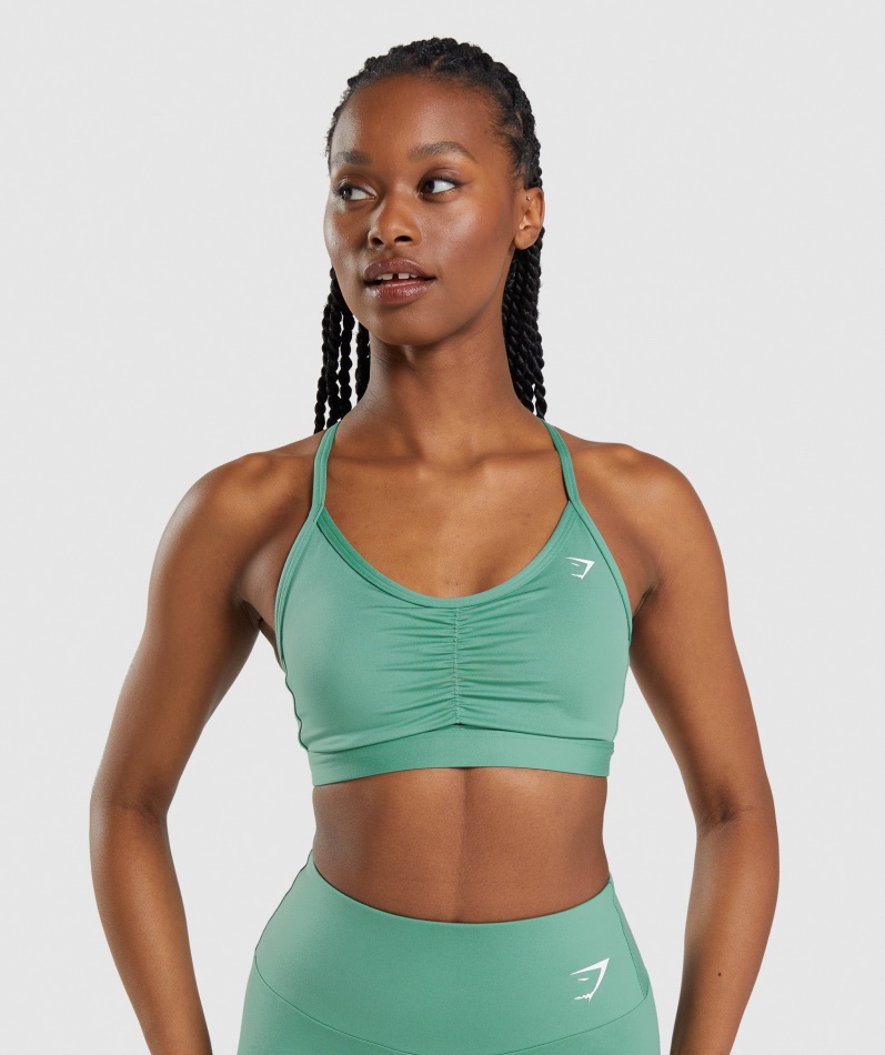 Gymshark Ruched Sports-bh Alpingrønn