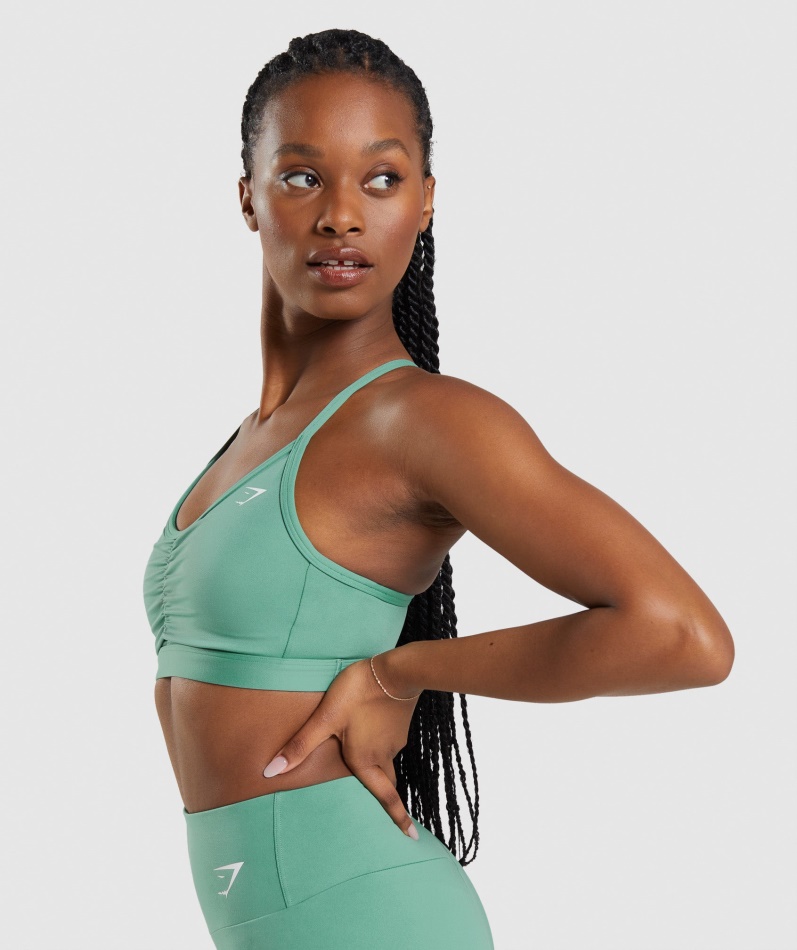 Gymshark Ruched Sports-bh Alpingrønn