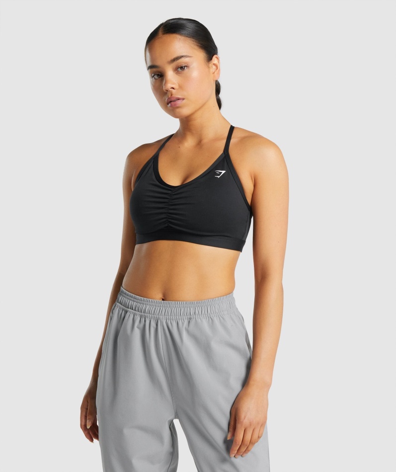 Gymshark Ruched Sports-bh Svart