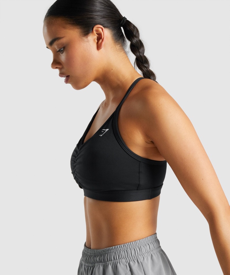 Gymshark Ruched Sports-bh Svart