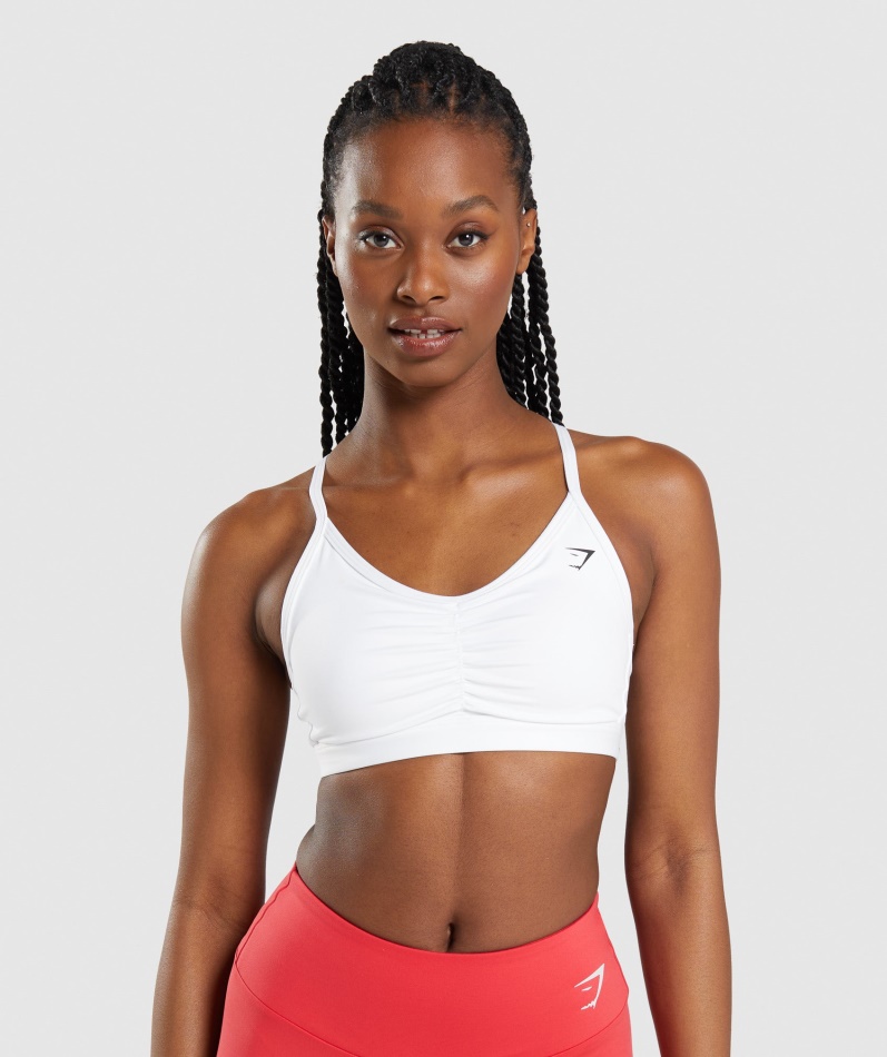 Gymshark Ruched Sports-bh Hvit