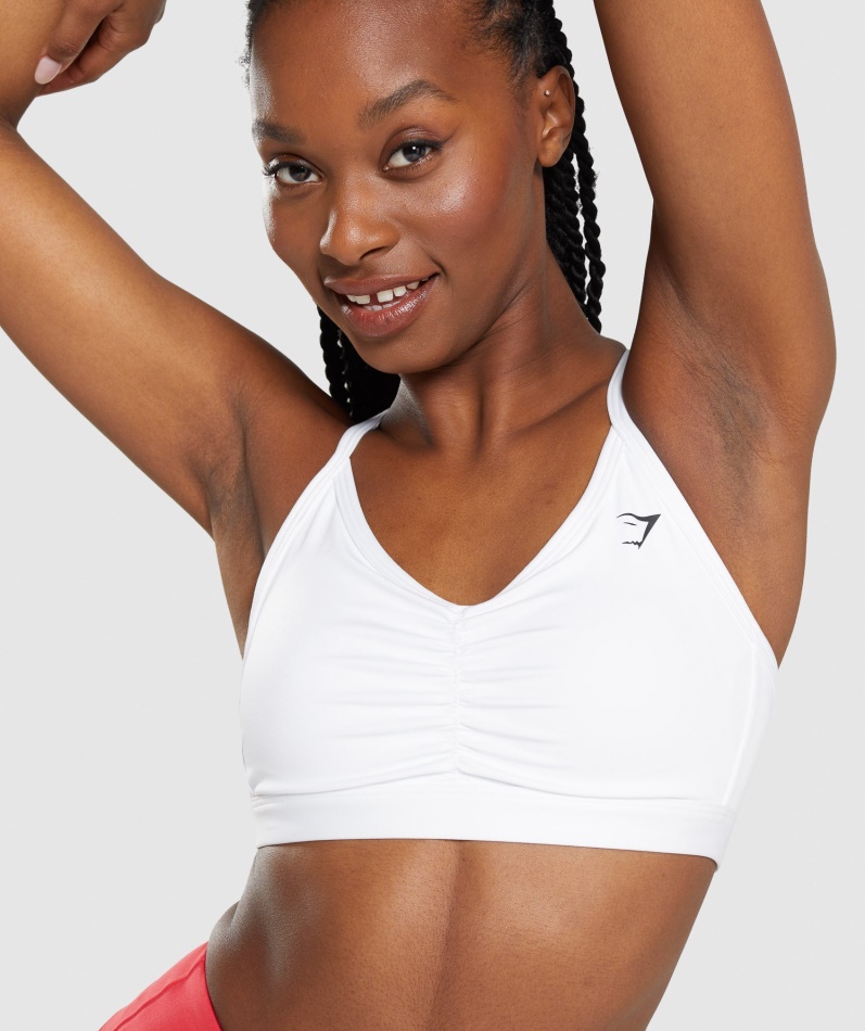 Gymshark Ruched Sports-bh Hvit