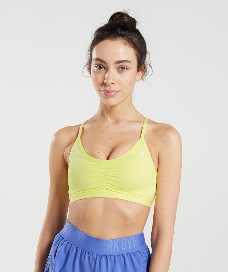 Gymshark Ruched Trening Sports Bh Ildflue Grønn