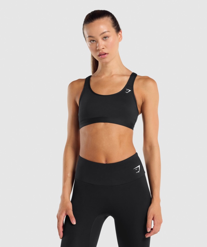 Gymshark Scoop Neck Sports-bh Svart