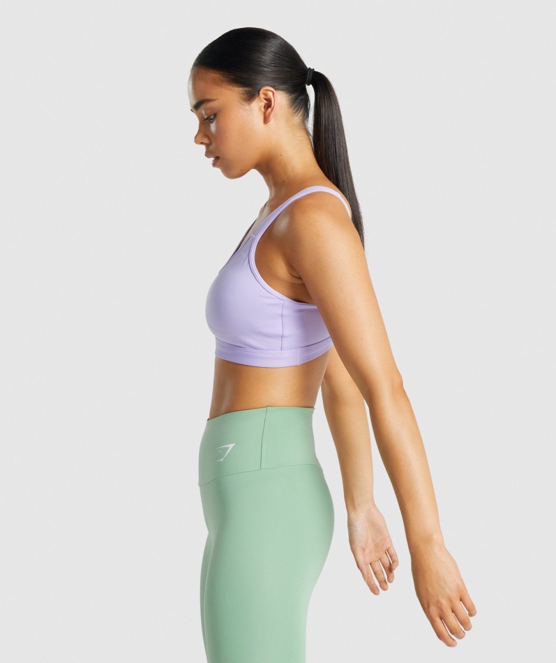 Gymshark Scoop Neck Training Sports Bh Lys Lilla