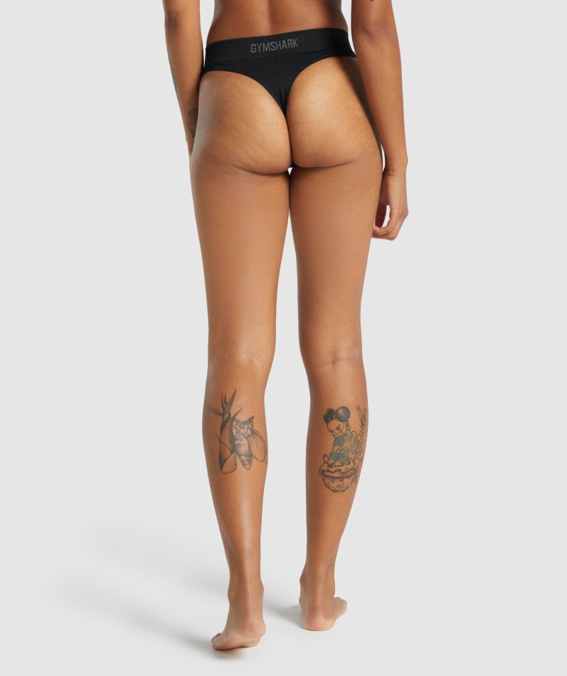 Gymshark Sømløs Høy Thong Svart