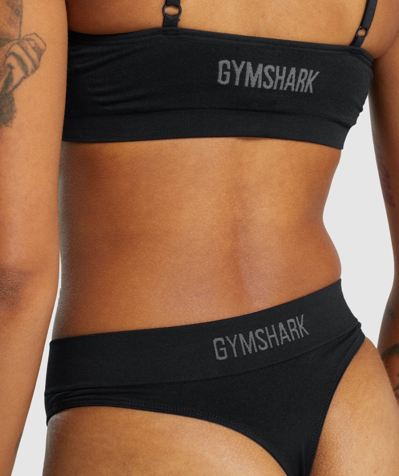 Gymshark Sømløs Høy Thong Svart