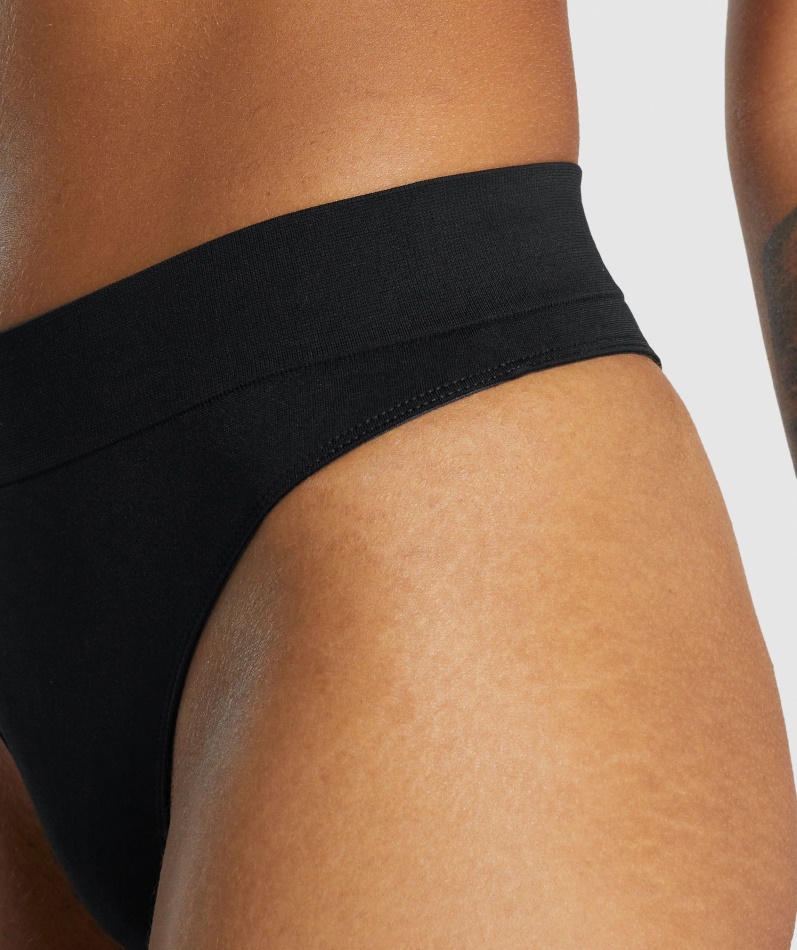 Gymshark Sømløs Høy Thong Svart