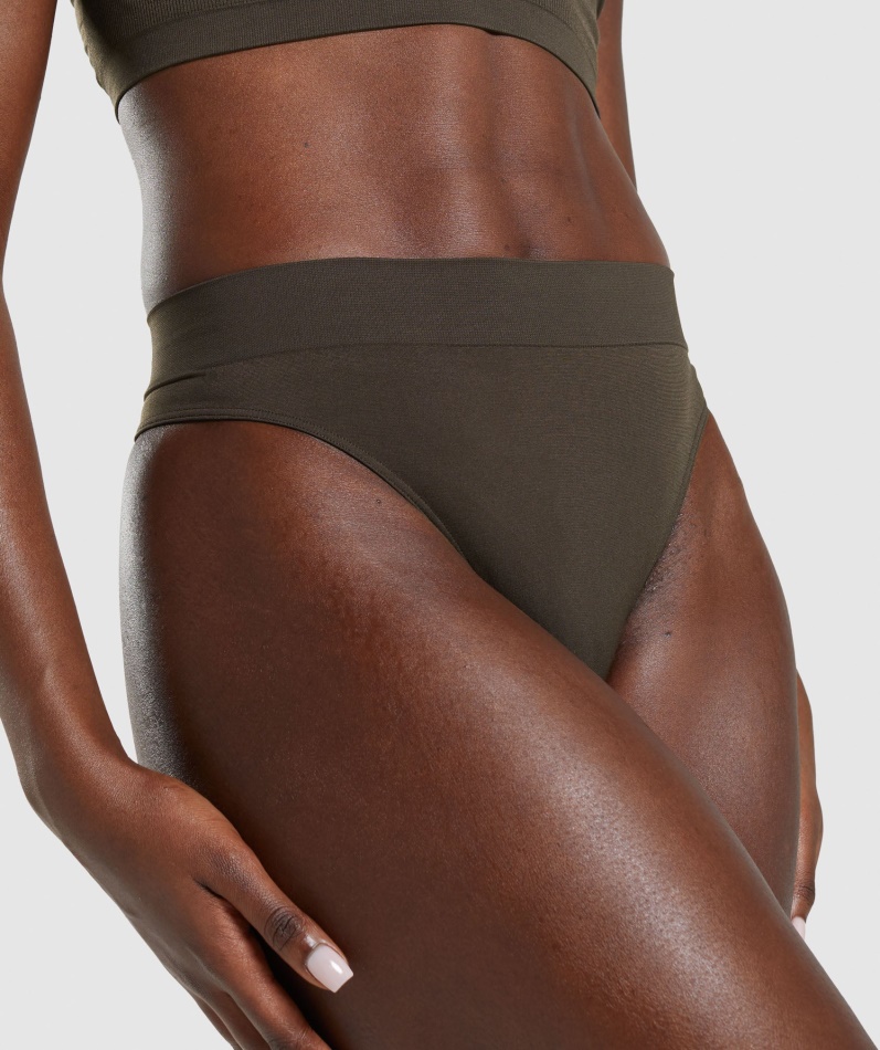 Gymshark Sømløs Høy Thong Espresso Brun