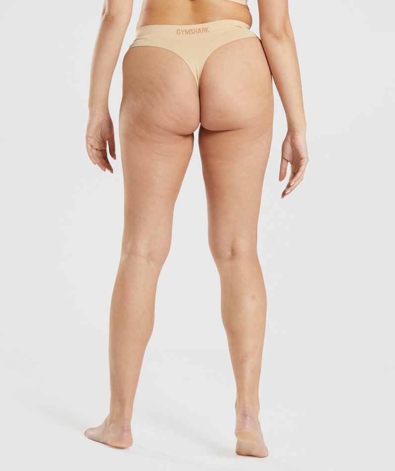 Gymshark Sømløs Høy Thong Fawn Lys Brun