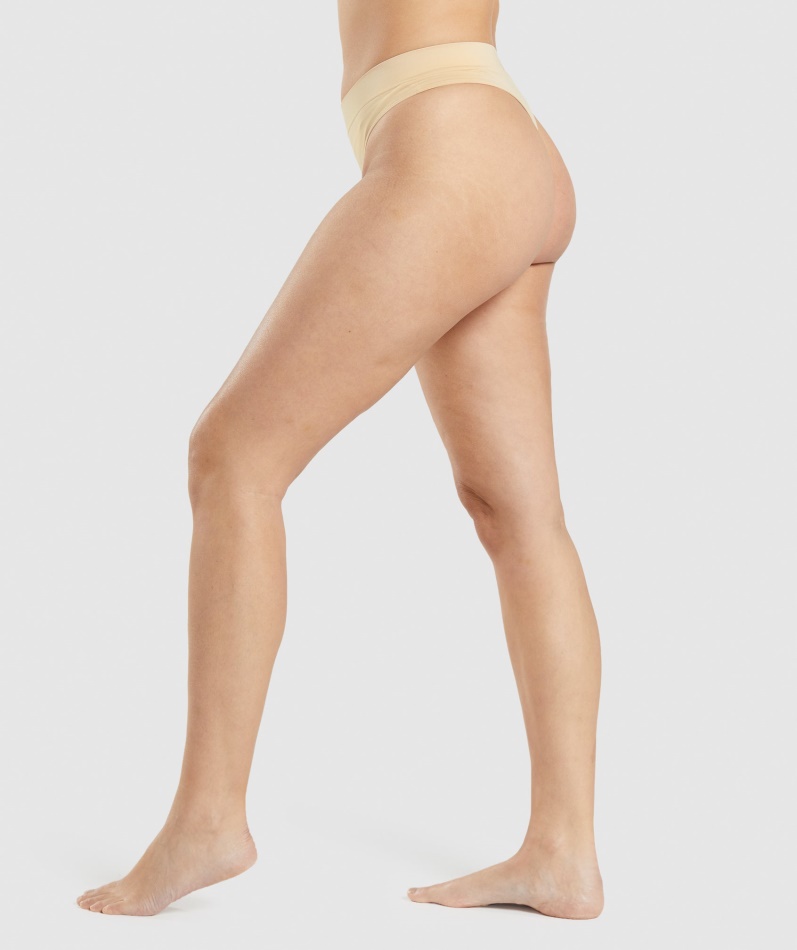Gymshark Sømløs Høy Thong Fawn Lys Brun
