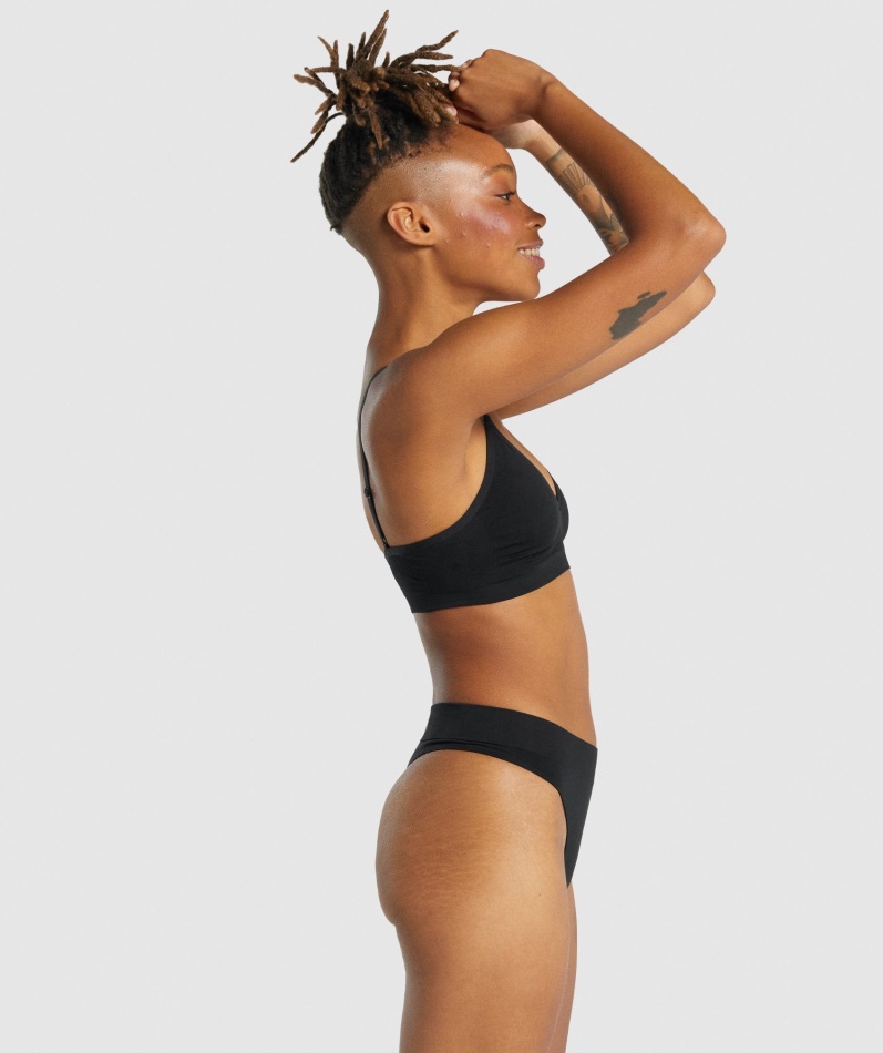 Gymshark Sømløs Lavhalset Bralette Svart