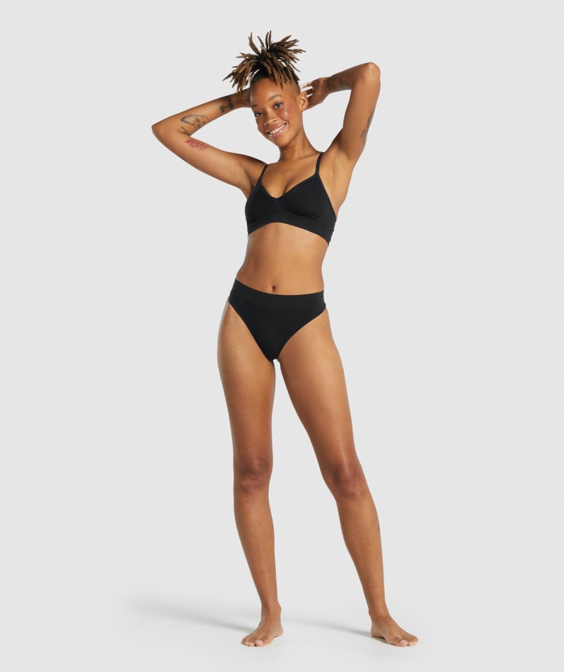Gymshark Sømløs Lavhalset Bralette Svart