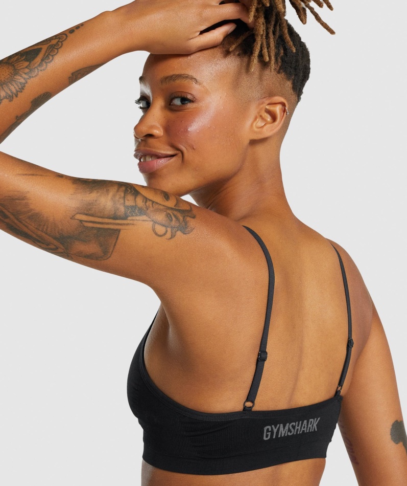 Gymshark Sømløs Lavhalset Bralette Svart
