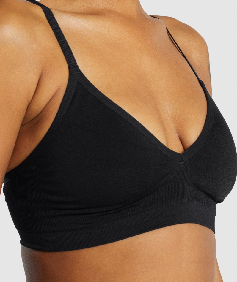 Gymshark Sømløs Lavhalset Bralette Svart
