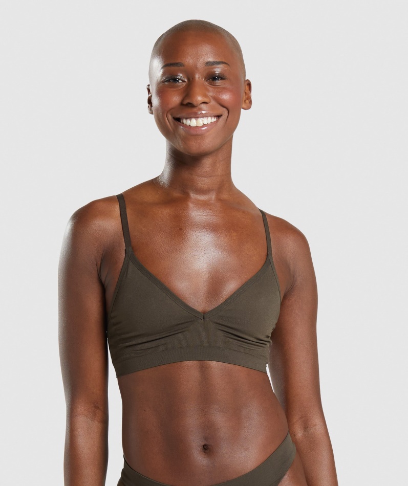 Gymshark Sømløs Bralette Espresso Brun Med Lav Hals