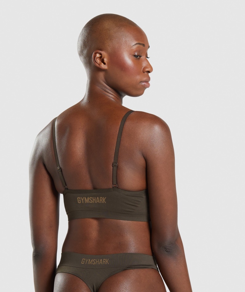 Gymshark Sømløs Bralette Espresso Brun Med Lav Hals