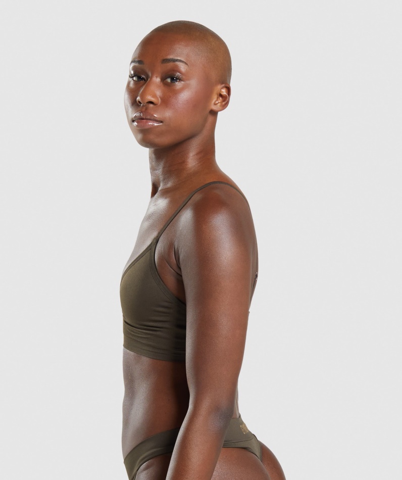 Gymshark Sømløs Bralette Espresso Brun Med Lav Hals