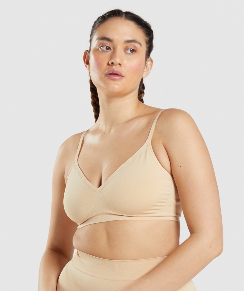 Gymshark Sømløs Lavhalset Bralette Fawn Lys Brun