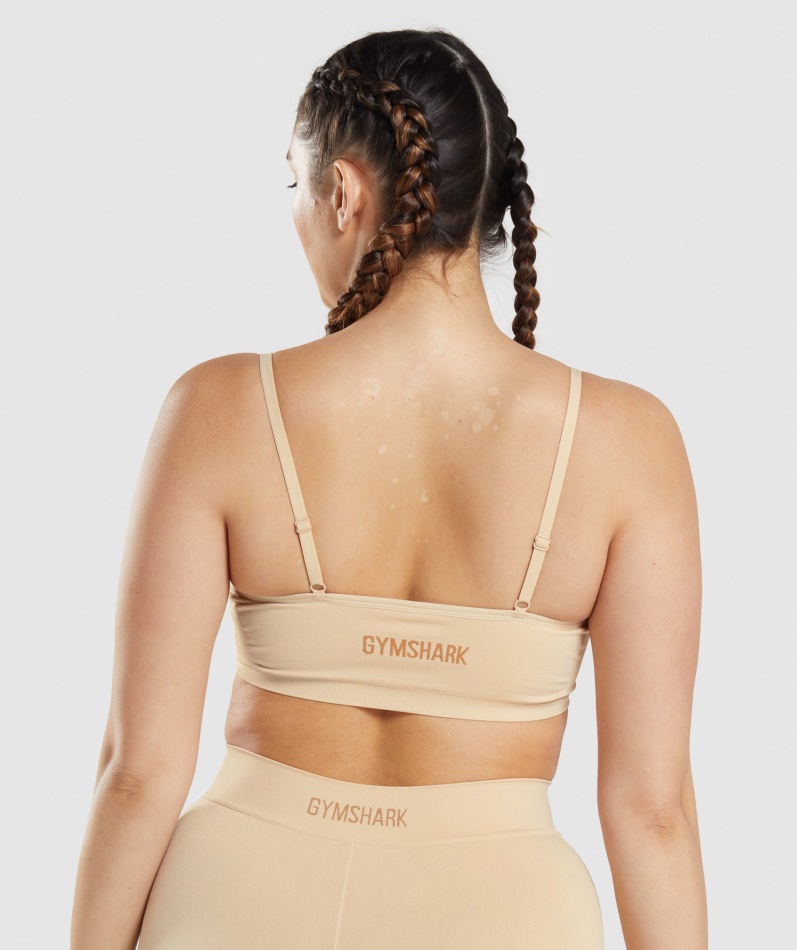Gymshark Sømløs Lavhalset Bralette Fawn Lys Brun