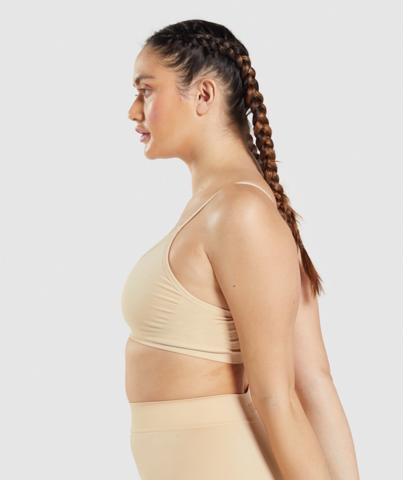 Gymshark Sømløs Lavhalset Bralette Fawn Lys Brun