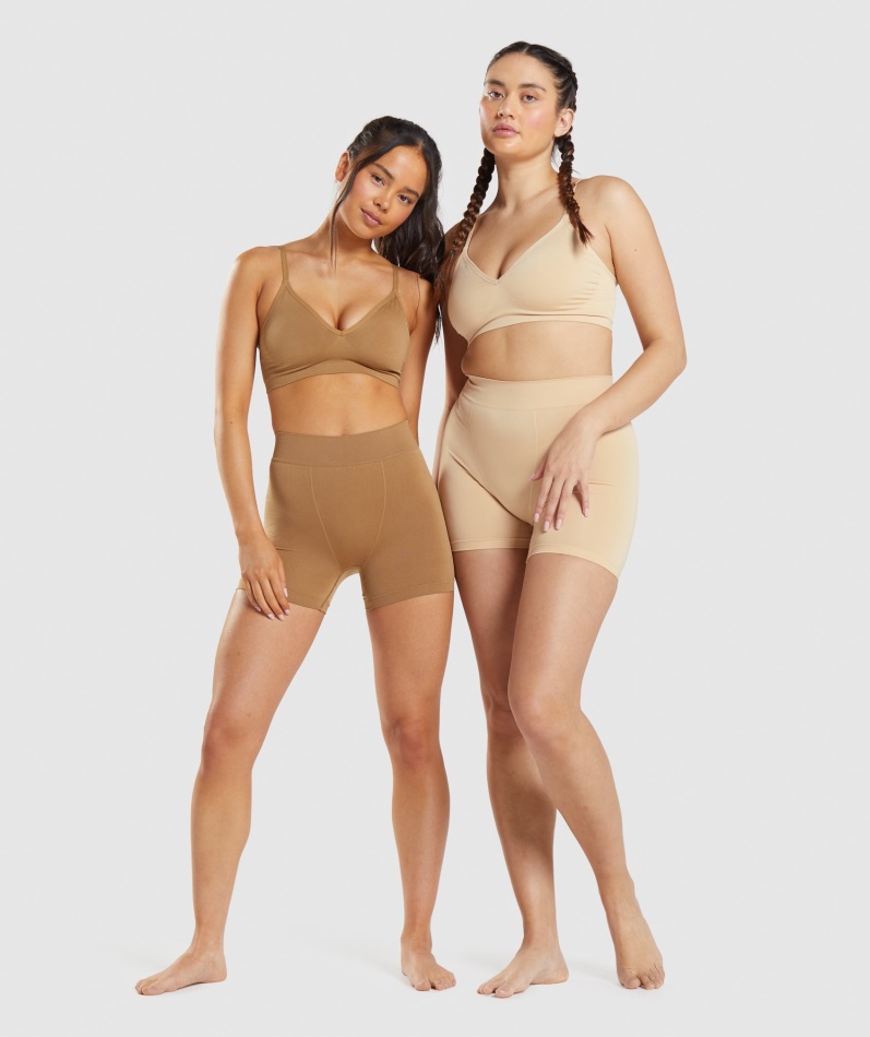 Gymshark Sømløs Lavhalset Bralette Fawn Lys Brun