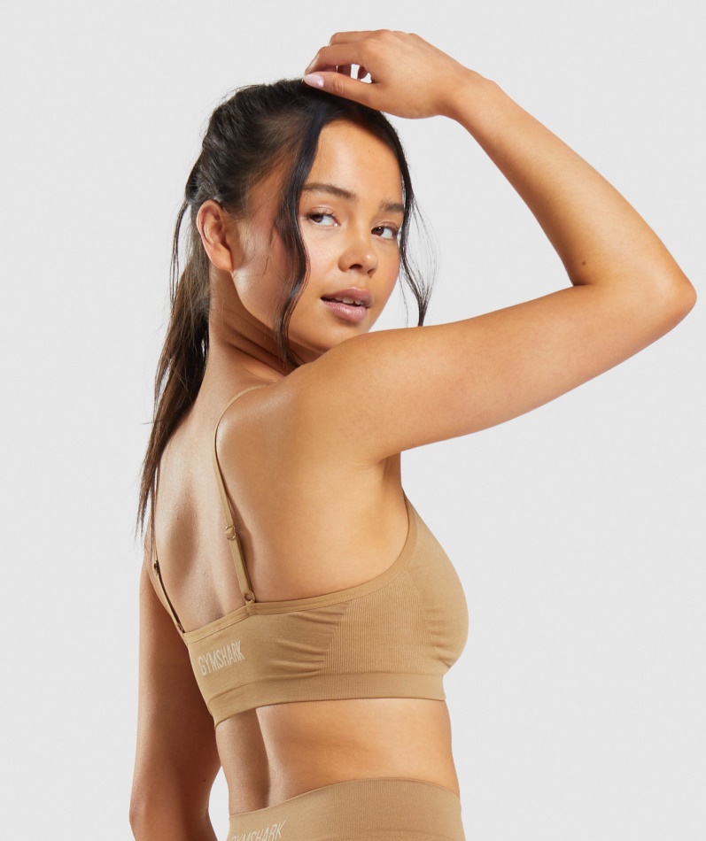 Gymshark Sømløs Lavhalset Bralette Gylden Lysebrun