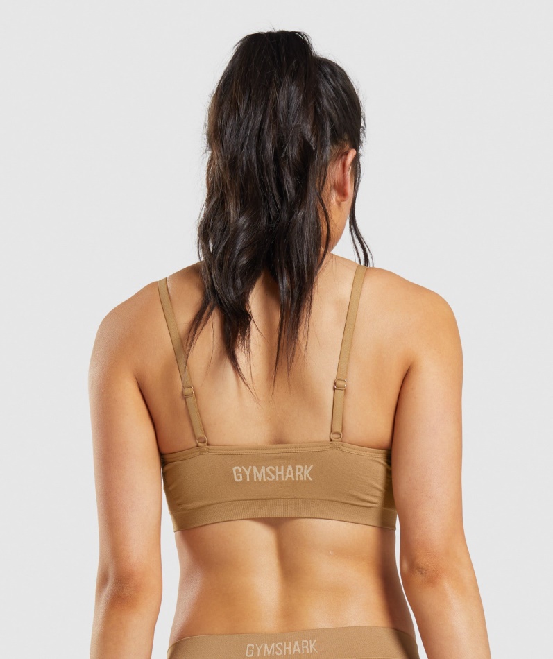 Gymshark Sømløs Lavhalset Bralette Gylden Lysebrun