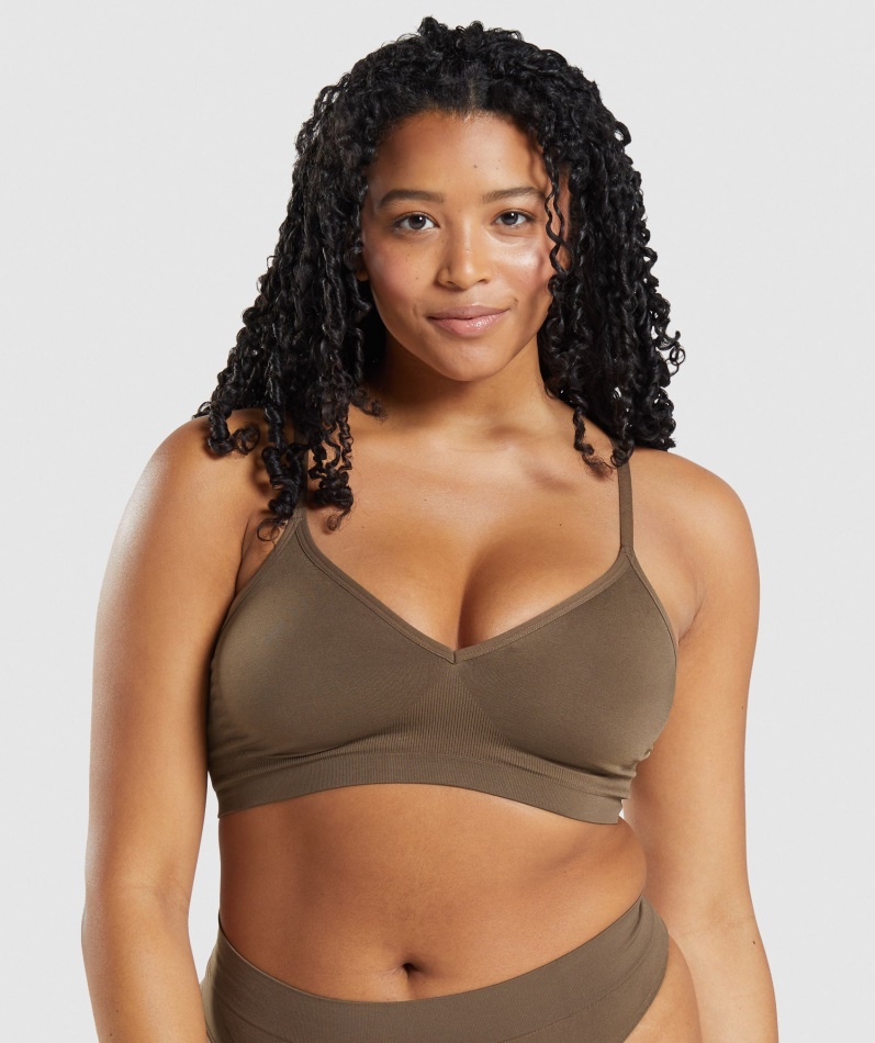 Gymshark Sømløs Lavhalset Bralette Valnøttbrun
