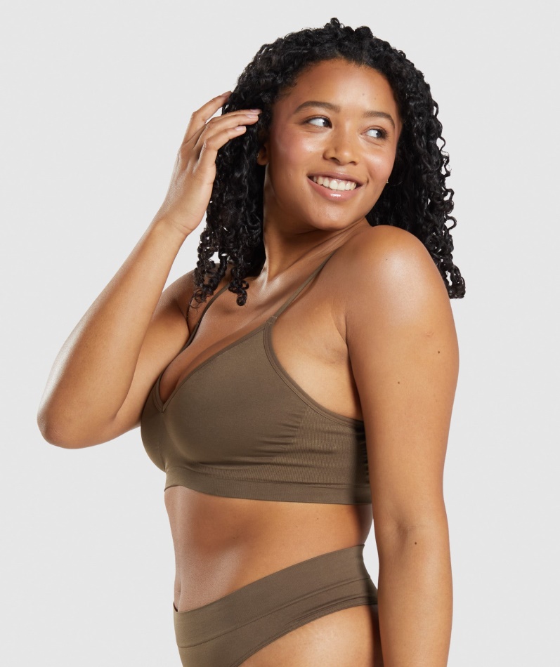 Gymshark Sømløs Lavhalset Bralette Valnøttbrun