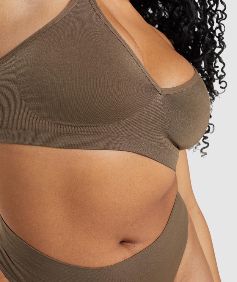 Gymshark Sømløs Lavhalset Bralette Valnøttbrun