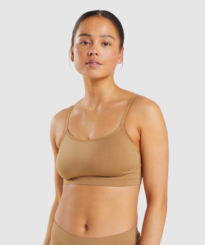 Gymshark Sømløs Scoop Neck Bralette Gylden Lysebrun
