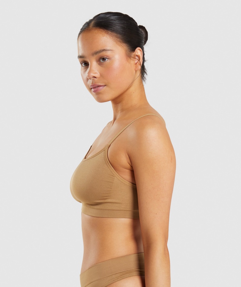 Gymshark Sømløs Scoop Neck Bralette Gylden Lysebrun