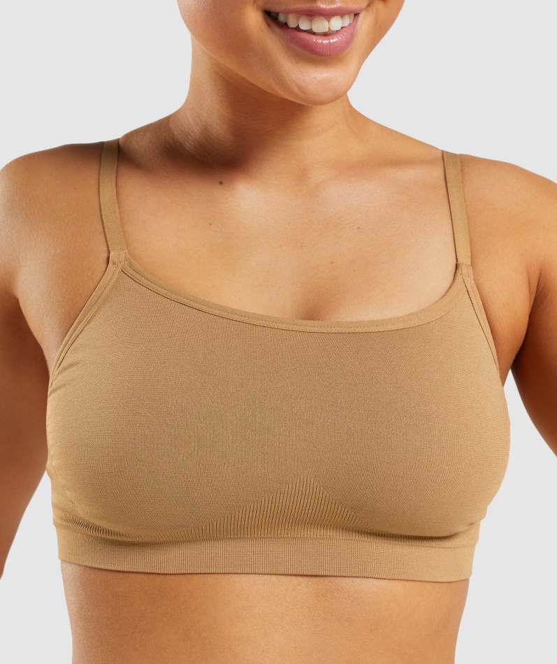 Gymshark Sømløs Scoop Neck Bralette Gylden Lysebrun