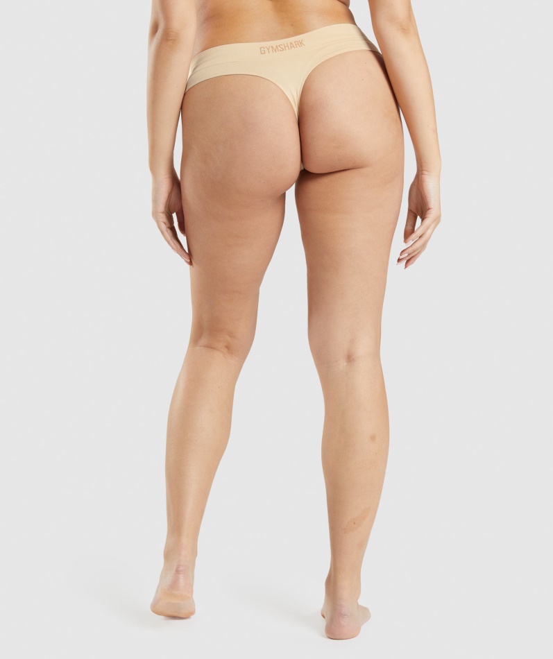 Gymshark Sømløs Thong Fawn Lys Brun